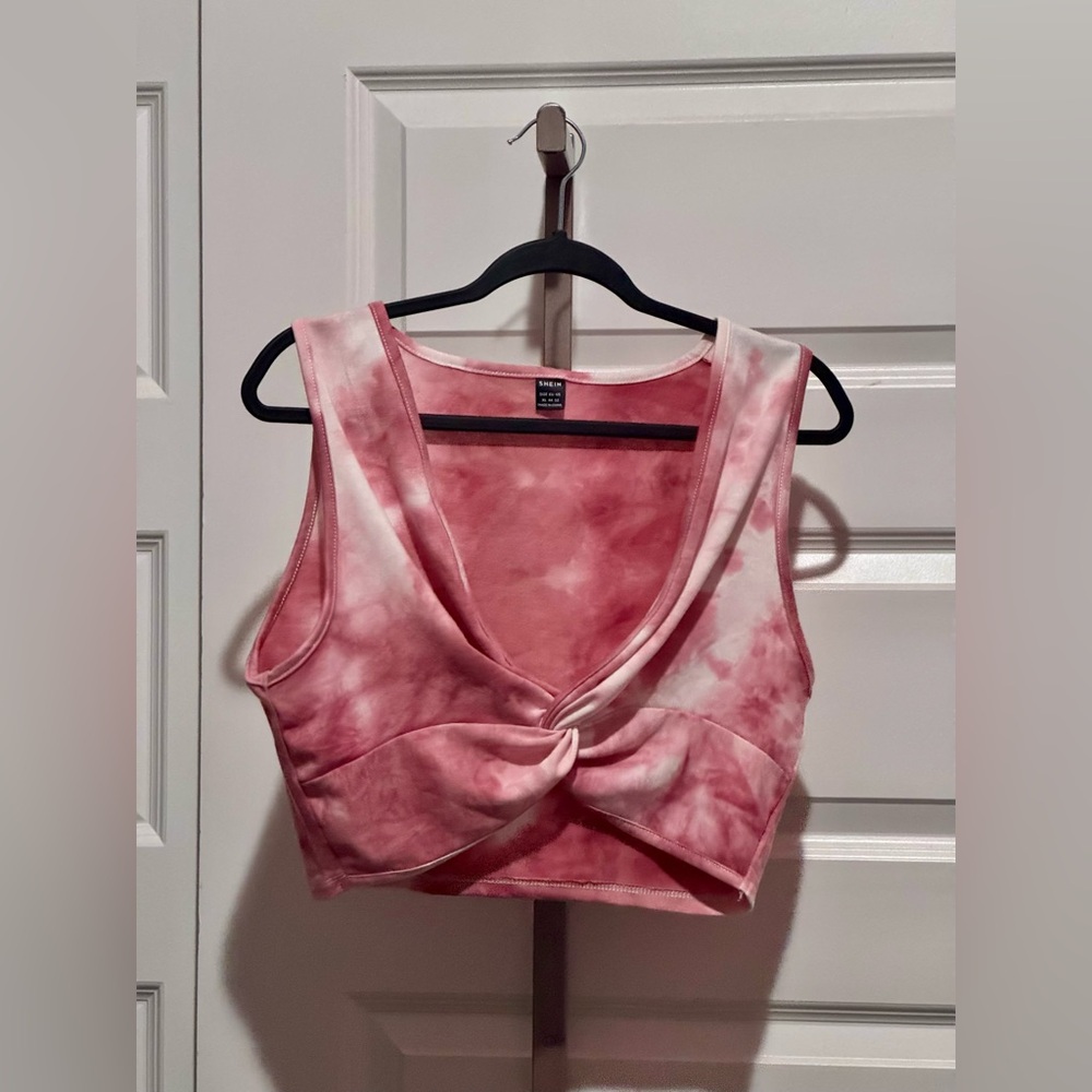 Shein size XL Women's Pink Tie-Dye Crop Top